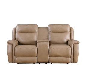 Fischer Saddle Leather 77" Zero Gravity Power Reclining Console Loveseat with Power Headrest and USB Charging