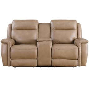 Fischer Saddle Leather 77" Zero Gravity Power Reclining Console Loveseat with Power Headrest and USB Charging