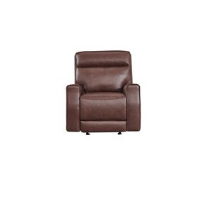 Sydney Brown Heritage Leather Glider Power Recliner with Power Headrest and USB Charging