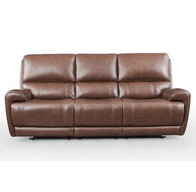 Highland Brown Coffee Leather 90" Zero Gravity Power Reclining Sofa with Power Headrest and USB Charging