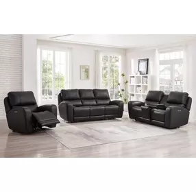 Bel Vista Black Leather Zero Gravity Power Reclining Living Room Set