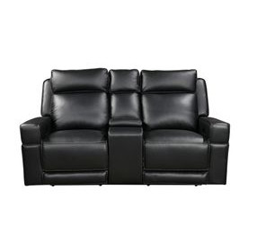 Valley Black Leather 73" Zero Gravity Power Reclining Console Loveseat with Power Headrest and USB Charging
