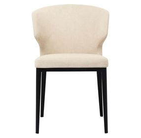 Delaney Warm Beige Performance Fabric Upholstered Dining Chair Set of 2