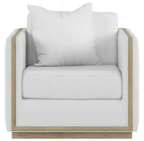Cassat Channeled White Lounge Chair with 1 Toss Pillow