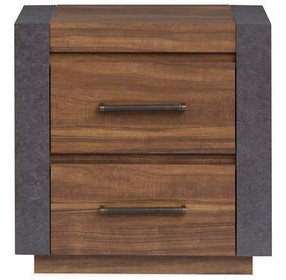 Jensen Tavern Brown and Gray 2 Drawer Nightstand with USB Charging