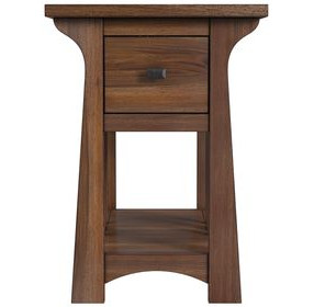 Eldora Saddle Brown Rectangular Chairside Table with USB Charging