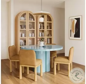 Elora Blue Lacquer Round Dining Room Set