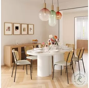 Elora White Lacquer Oval Dining Room Set