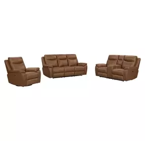 Veracruz Vintage Tan Leather Zero Gravity Dual Power Reclining Living Room Set with USB Charging