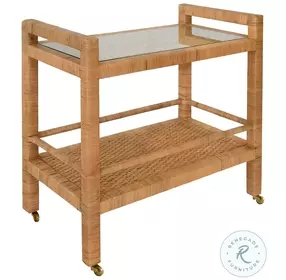 Elsie Natural Rattan Two Tier Rectangle Bar Cart