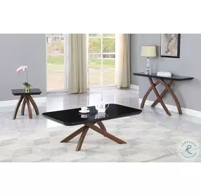 Emily Gloss Black And Walnut Occasional Table Set