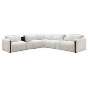 Anaheim White Performance Fabric 7 Piece Modular Power Reclining Sectional with Power Headrest