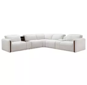 Anaheim White Performance Fabric 7 Piece Modular Power Reclining Sectional with Power Headrest