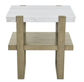Perth White Square Marble Top End Table