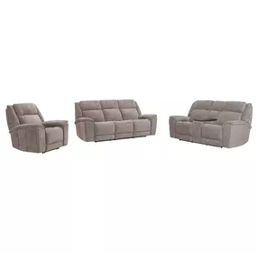 Colton Branson Tweed Zero Gravity Triple Power Reclining Living Room Set with LED and USB Charging