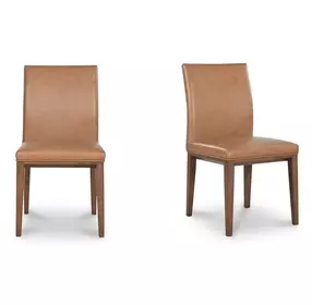 Frankie Tan Leather Upholstered Dining Chair Set of 2