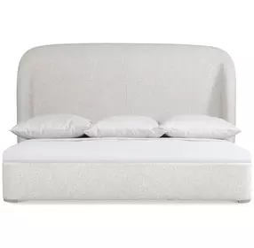 Loggia Aria and Beige Performance Fabric Queen Upholstered Shelter Bed