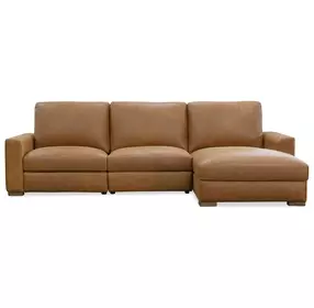 Live Beautifully Brown Leather 3 Piece Modular Power Reclining Optimus Sectional with Power Headrest