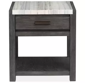 Plum Creek Ravenwood Black and White Rectangular Marble Top End Table