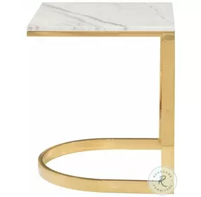 Blanchard Polished Brass And Jazz White Marble End Table