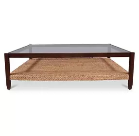 Beth Brown Rectangular Glass Top Coffee Table