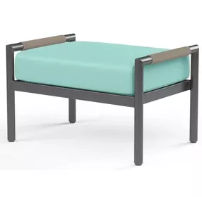 Pietra Dupione Celeste Upholstered Outdoor Rectangular Ottoman