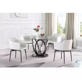 Evelyn Clear Glass And Graphite Dining Room Set  with Dusty Swivel Club Arm Chair