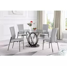 Evelyn Clear Glass And Graphite Dining Room Set with Molly Motion Back Side Chair