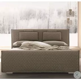 Evergreen Light Taupe King Upholstered Platform Bed