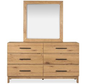 Brookstone Rustic Caramel 6 Drawer Dresser with Square Mirror