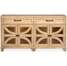 Kingsmere Honey Maple 4 Glass Door Buffet with LED Light