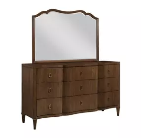 Vantage Warm Brown 9 Drawer Tourmaline Richmond Dresser with Rectangular Landscape Mirror