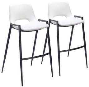 Desi White and Black Bar Stool Set of 2
