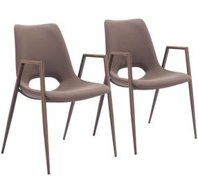 Desi Brown and Walnut Dining Chair Set of 2