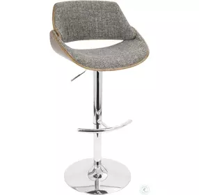 Fabrico Walnut And Gray Adjustable Bar Stool