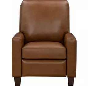 Fairview Oregan Oak Leather Push Thru The Arms Recliner