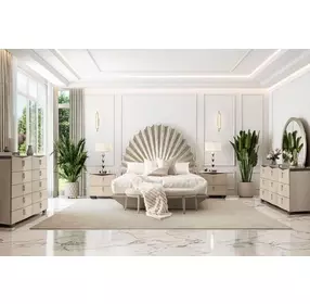 Fantosini Silver Mist Fan Platform Bedroom Set
