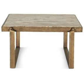 Rhodes Antique Brass and Marble Top Square Cocktail Table