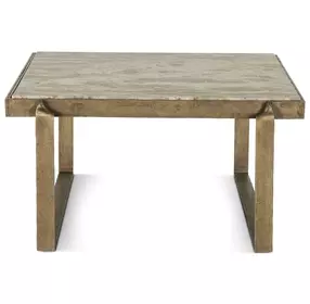 Rhodes Antique Brass and Marble Top Square Cocktail Table