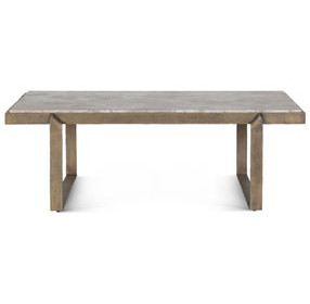 Rhodes Antique Brass and Marble Top Rectangular Cocktail Table