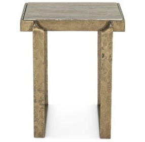Rhodes Antique Brass and Marble Top Square Side Table