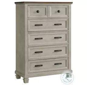 Bloomfield Medium Brown And Washed Stone 5 Drawer Chest