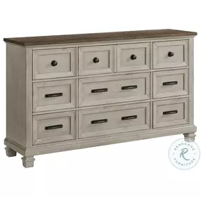 Bloomfield Medium Brown And Washed Stone 9 Drawer Dresser