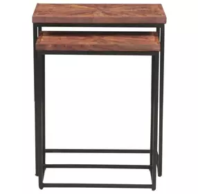 Astoria Brownstone and Gray Rectangular Nesting Side Table