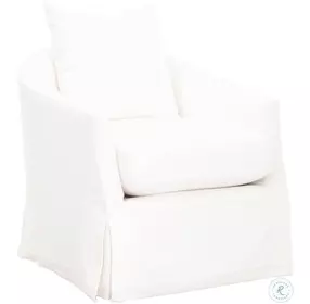 Faye Cream Crepe Slipcover Swivel Club Chair