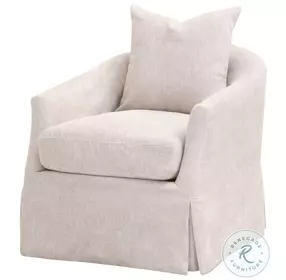 Faye LiveSmart Halifax Ivory Slipcover Performance Fabric Swivel Club Chair