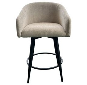 Metal Base Barstools Champagne Performance Fabric Swivel Barrel Bar Stool