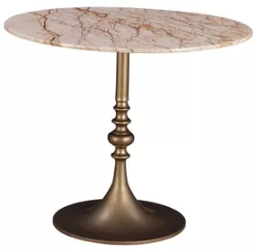 Bordeaux Retro Impulse and Antique Gold 36" Round Marble Top Bistro Table