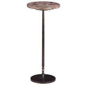 Rochester Dark Emperador and Natural Round Marble Top Side Table