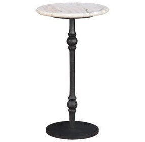 Rochester White and Natural Round Marble Top Side Table